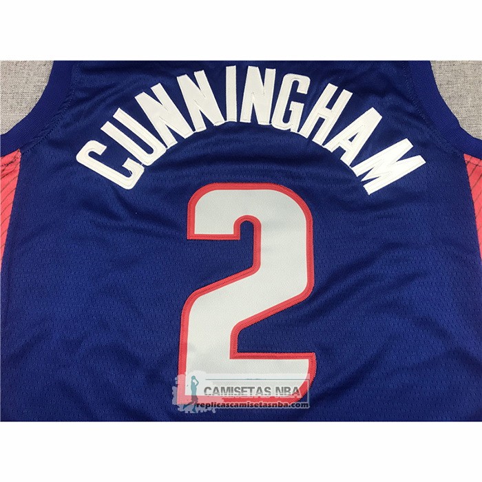 Camiseta Detroit Pistons Cade Cunningham NO 2 Ciudad 2020-21 Azul